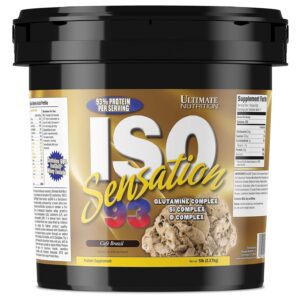 Ultimate Nutrition Iso Sensation With HealthXP Shaker Whey Protein (5 pounds, Cafe Brazil)